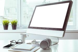 working table with computer photo