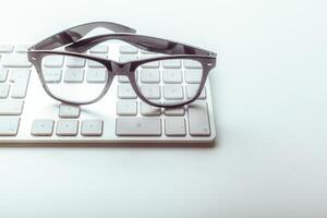 Close up image of computer office keyboard on a white background photo