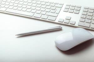 Close up image of computer office keyboard on a white background photo