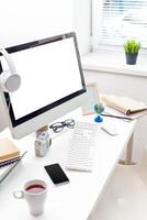 working table with computer photo