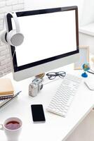 working table with computer photo