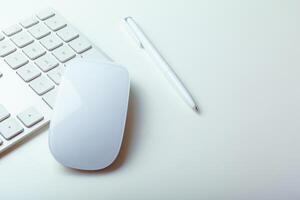 Close up image of computer office keyboard on a white background photo