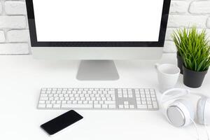 working table with computer photo