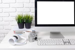 working table with computer photo