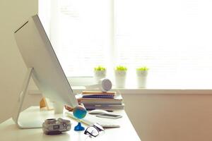 working table with computer photo