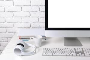 working table with computer photo