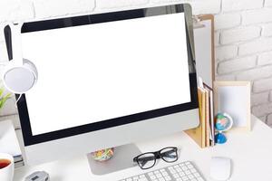 working table with computer photo
