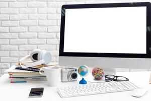 working table with computer photo