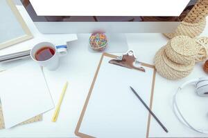 working table with computer photo