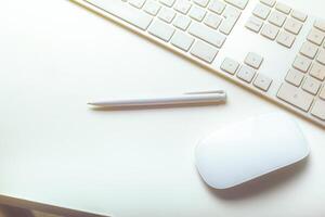 Close up image of computer office keyboard on a white background photo