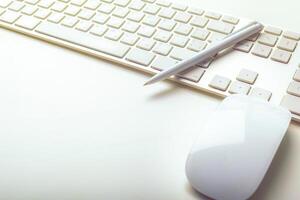 Close up image of computer office keyboard on a white background photo