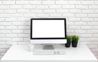 working table with computer photo