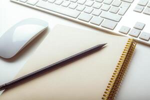 Close up image of computer office keyboard on a white background photo