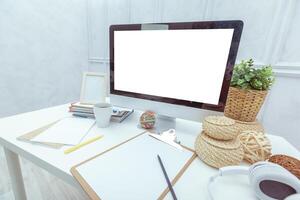working table with computer photo