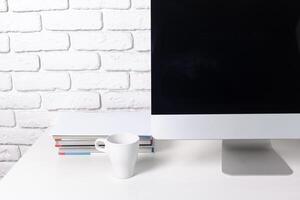 working table with computer photo