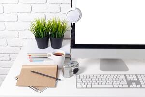 working table with computer photo