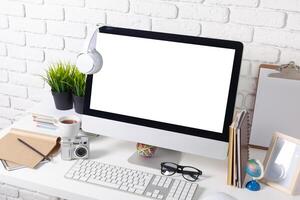 working table with computer photo