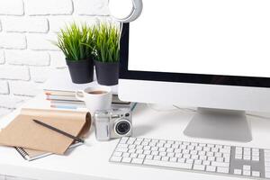 working table with computer photo