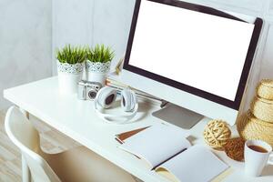 working table with computer photo
