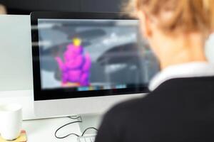 Designer using graphic tablet at office photo