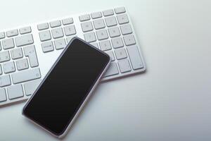 Close up image of computer office keyboard on a white background photo