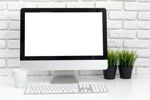 working table with computer photo
