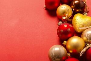Xmas or new year composition with holiday decorations photo