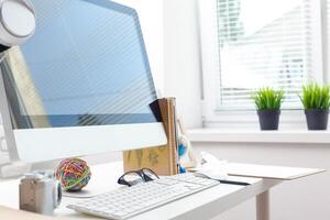 working table with computer photo