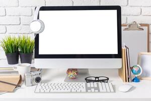 working table with computer photo