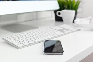 working table with computer photo