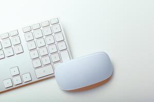 Close up image of computer office keyboard on a white background photo