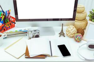 working table with computer photo