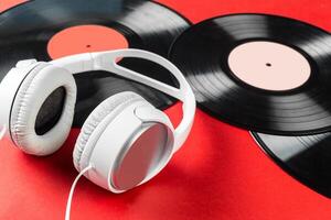 record on a red background photo