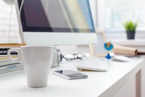 working table with computer photo