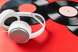 record on a red background photo