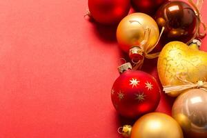 Xmas or new year composition with holiday decorations photo