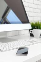 working table with computer photo