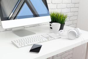 working table with computer photo