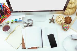 working table with computer photo
