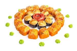sushi set on white background photo