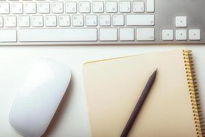 Close up image of computer office keyboard on a white background photo