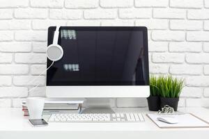 working table with computer photo