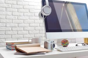 working table with computer photo