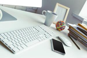 working table with computer photo