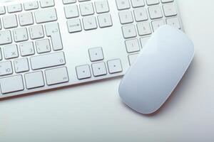 Close up image of computer office keyboard on a white background photo