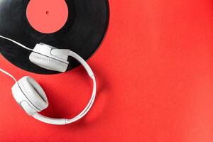 record on a red background photo