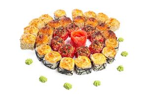 sushi set on white background photo