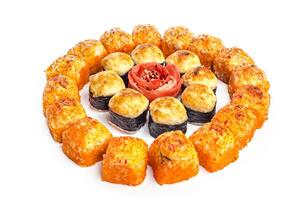 sushi set on white background photo