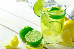 Lemonade with fresh lemon photo