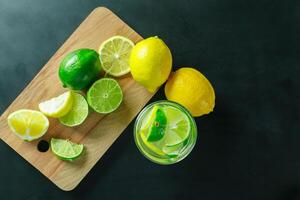 Lemonade with fresh lemon photo